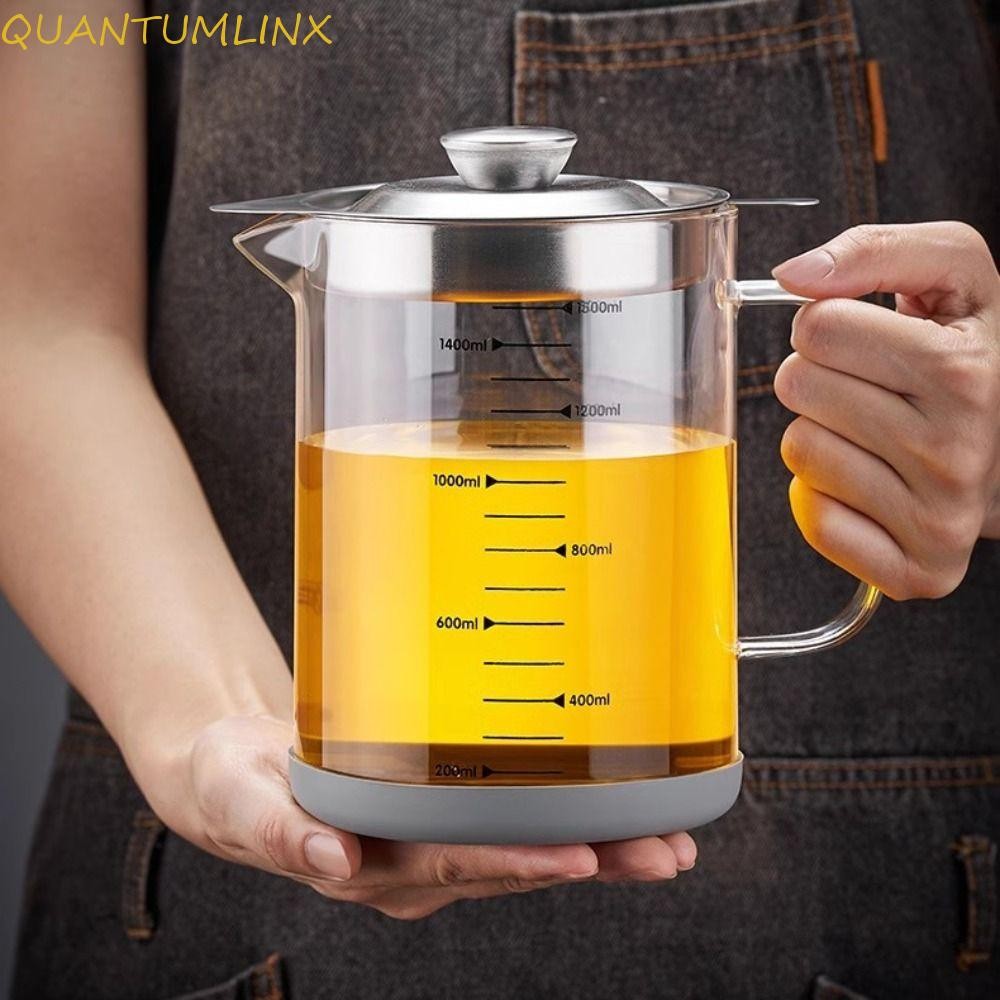 QUANTUMLกรองน้ํามันแก้ว,1L/1.5Lความจุทนความร้อนถังปรุงรสห้องครัว,ปฏิบัติตาข่ายละเอียดในครัวเรือนที่มีขนาดกรองน้ํามันภาชนะทําอาหารเครื่องมือ
