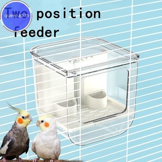 Queena0 Double Slot Bird เครื่องป้อนอัตโนมัติขนาดใหญ่ความจุ Splash Proof กรงอัตโนมัติ Feeding โปร่งใสเครื่องจ่ายอาหาร th