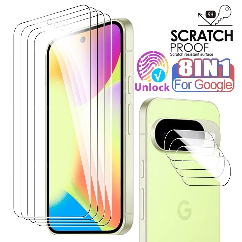 2-8in1 เลนส์ป้องกันปลดล็อคกระจกสําหรับ Google Pixel 10 Pro XL ป้องกันหน้าจอแก้ว Pixel10 10Pro Pixel 