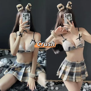 Crush💘ชุดคอสเพลย์หน้องหมีดีเทลกระโปรงลายสก็อตน่ารักๆน่าใส่มาก 🛒พร้อมส่งจากไทย (XXIONG-3)