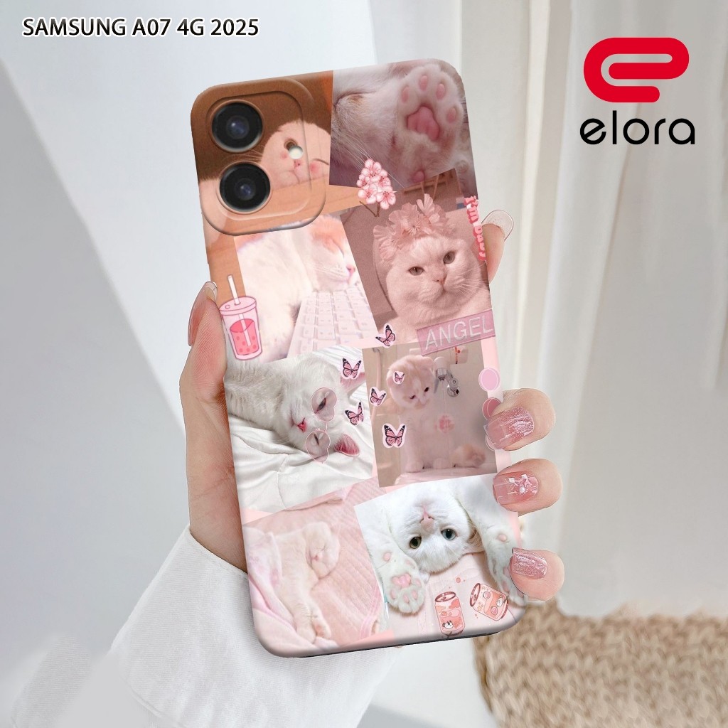 เคส HP Samsung A07 4G 2025 - Elolora.id - เคส Samsung A07 4G - เคสแมว Motif - ตัวป้องกันมือถือ - Sam