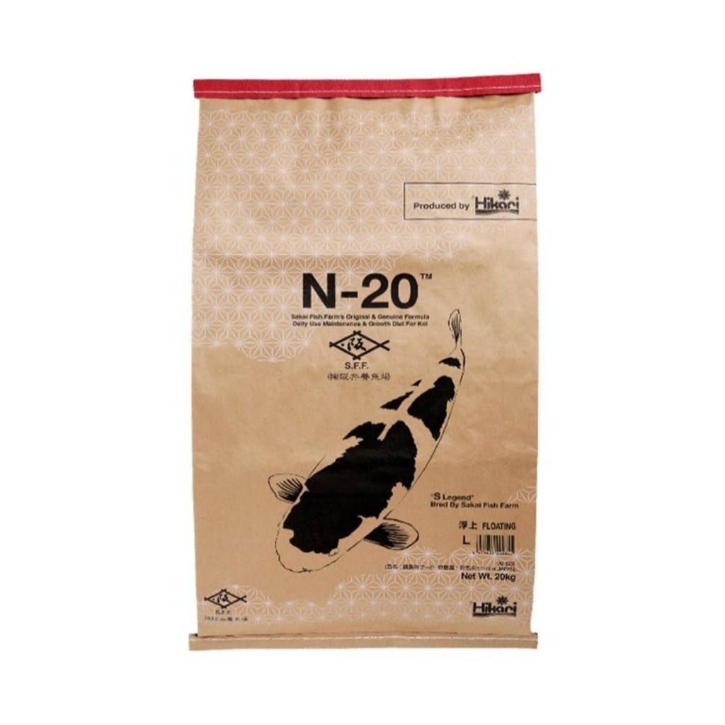 Hikari N-20 อาหารปลาคาร์พสูตรลับเฉพาะจาก Sakai Fish Farm นำเข้าจากญี่ปุ่น เม็ดลอย/เม็ดจม 20 kg.