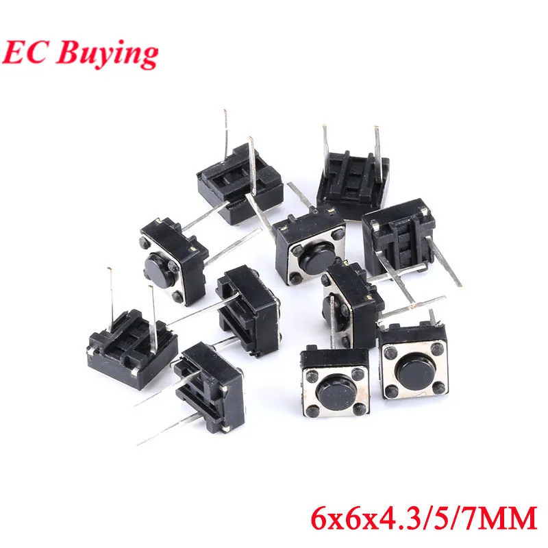 20 ชิ้น/ล็อต 2Pin 6×6 มม.6*6 Momentary Tactile Tact Push ปุ่มสวิทช์ Mini Microswitch สวิทช์กุญแจ 6x6x4.3 มม.6×5 มม. 6x6x7 มม.