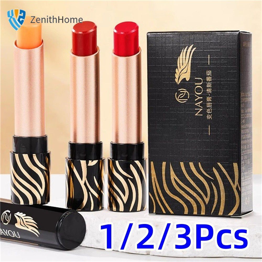 COD❤ ลิปสติก NAYOU 1/2/3 ชิ้น ลิปบาล์มเปลี่ยนสีให้ความชุ่มชื้น ลิปกันน้ำติดทนนาน เครื่องสำอาง 【Zenit