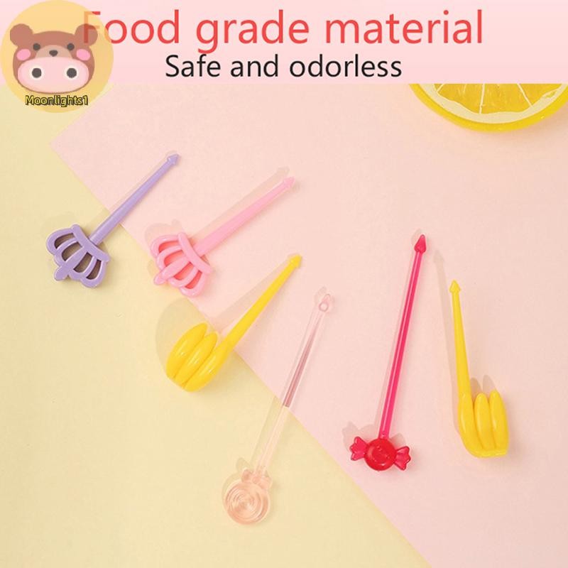 Moonlights1 ส้อมผลไม้พลาสติก Picks มินิการ์ตูนเด็กขนมเค้กขนม Picks ไม้จิ้มฟันสําหรับ Bento Party ตกแ