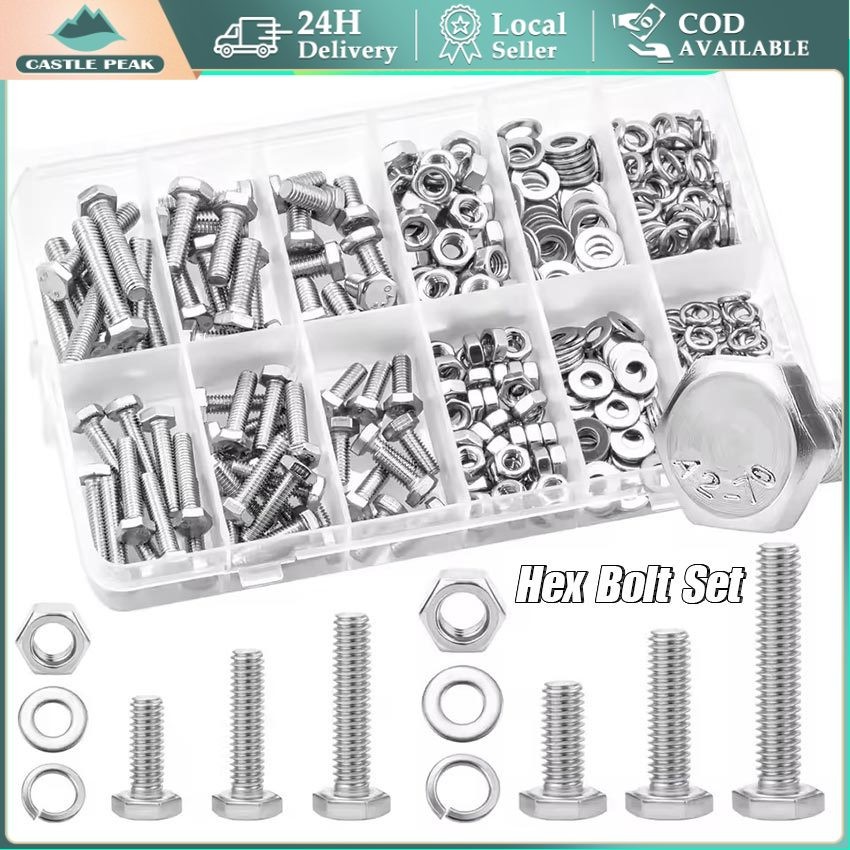 120/320 ชิ้น 304 SS Bolt Nut แพคเกจเครื่องมือ - M2-M4 Hex แหวนเครื่องซักผ้าสกรูชุด, Home & Car Repai