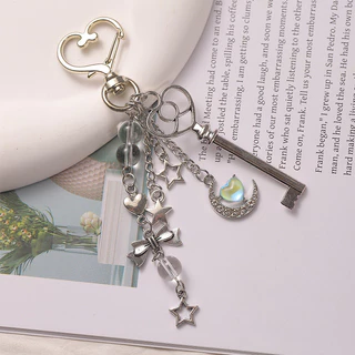 ประณีต Blue Love Moon จี้ Bowknot พวงกุญแจโทรศัพท์หูฟังกรณี Charms กระเป๋าเป้สะพายหลังเครื่องประดับ
