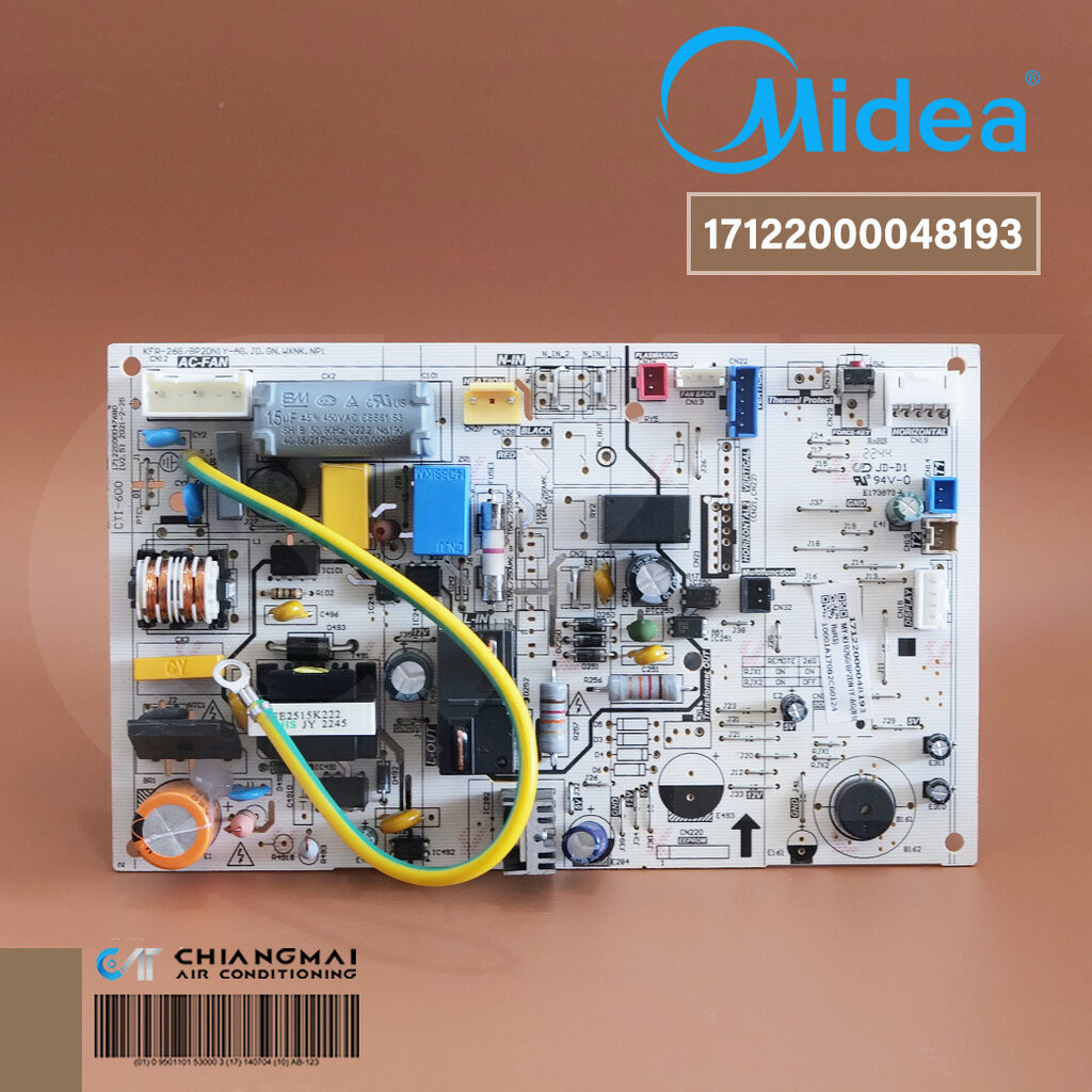 17122000048193 แผงวงจรแอร์ Midea แผงบอร์ดแอร์ไมเดีย บอร์ดคอยล์เย็น รุ่น MSAGB-09CRDN8-QD6GA