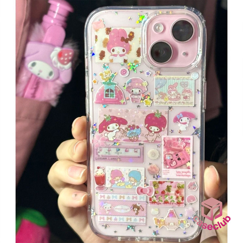 เคสไอโฟน 11 การ์ตูนลูกแมวเชอร์รี่โบว์สีชมพูโบว์ สำหรับ IPhone 16 11 14 13 15 12 Pro Max X XR 8 7 16 15 14 Plus XS Max SE