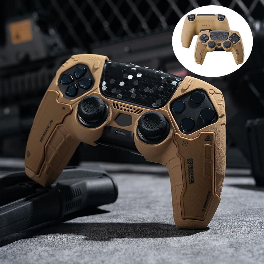 ชุดสติ๊กเกอร์คอนโทรลเลอร์ PS5,ฝาครอบป้องกันซิลิโคนกันลื่นสําหรับคอนโทรลเลอร์ไร้สาย PS5 (สําหรับ Black Myth: Wukong) รวมหมวกจับนิ้วหัวแม่มือ 2 ชิ้นและสติ๊กเกอร์ 2