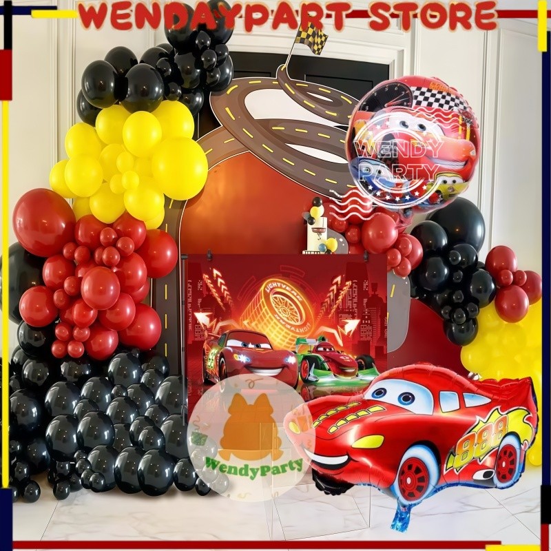 Disney Lightning Mcqueen Racing Car บอลลูน Garalnd ชุดสําหรับอาบน้ําเด็กตกแต่งงานเลี้ยงวันเกิด