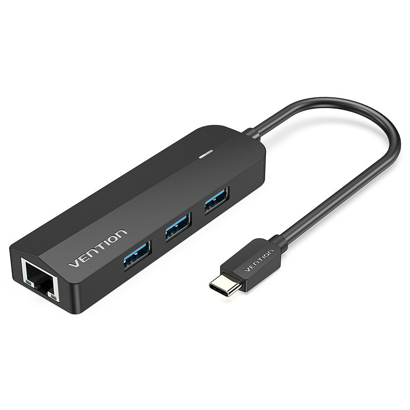 Wei Xun TGP Series Type-C ถึง USB3.0 X3+RJ45+Micro-B HUB ABS สีดํา 0.15m