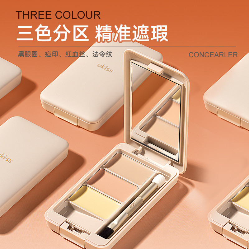 UKISS Milk Repairing Tricolor CONCEALER Liquid CONCEALER Palette ปกปิดจุดรอยสิว Dark Circles ผิวแห้ง