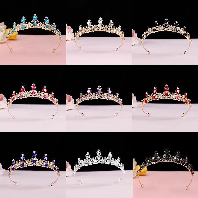 มงกุฎคริสตัลสีสันสดใส Tiara Crown เจ้าสาว สำหรับงานปาร์ตี้และวิวาห์