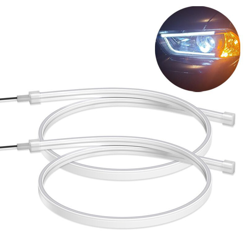 สําหรับ Hozon Neta U 2021-2023 สีคู่รถหลอดอ่อนกันน้ํา LED Strip DRL ไหลเปิดโคมไฟวิ่งกลางวันแถบไฟ 12V