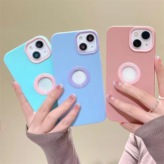 3-in-1transparente Hollow OUTโลโก้ซิลิโคนนุ่มสําหรับiPhone 15 14 13 12 11 Pro Max X XR XS Max 7 8 14 15 Plusเคสโทรศัพท์ปกหลัง