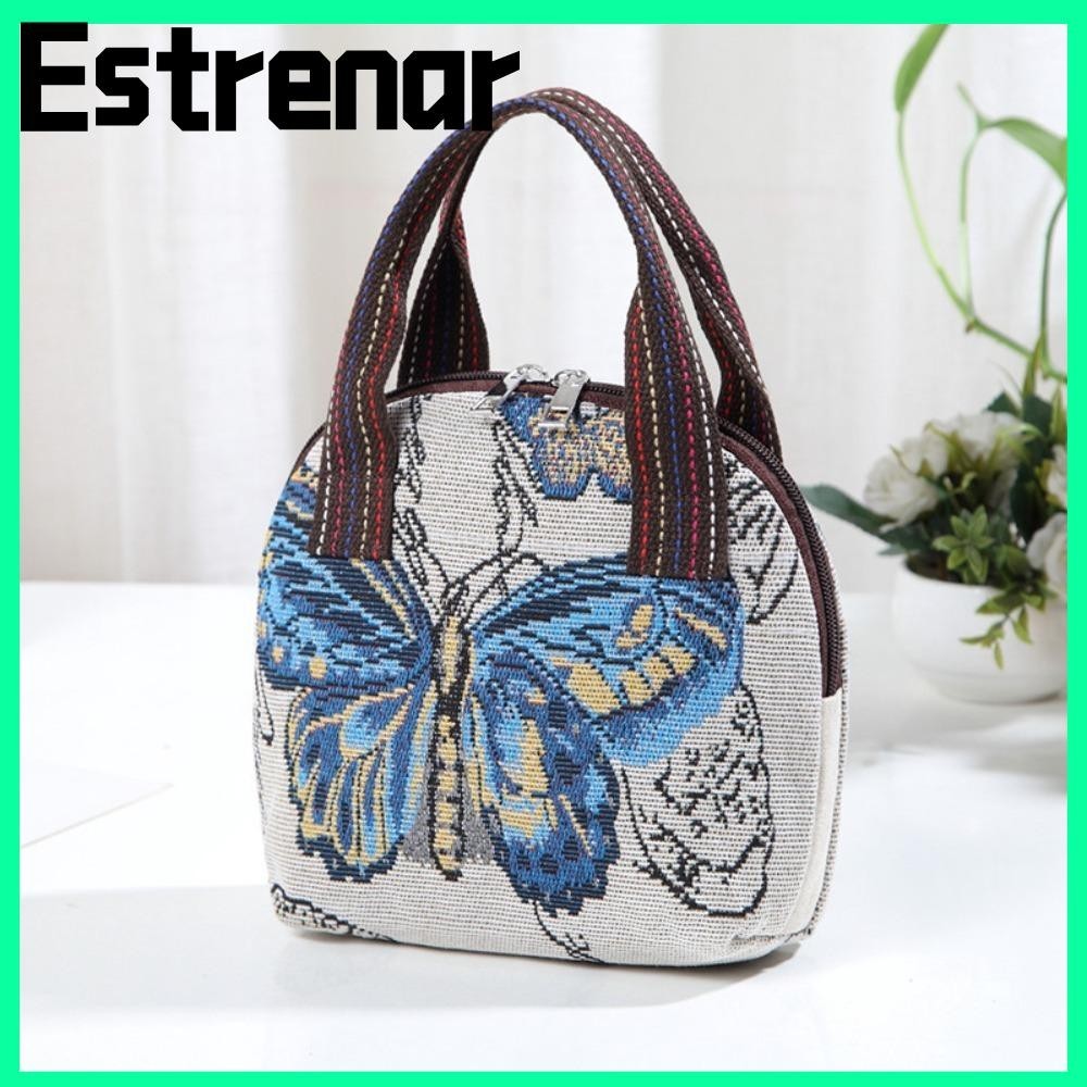 กระเป๋าถือ Tote ESTRENAR Retro, กระเป๋าถือพิมพ์ลาย Dacron Top Handle, กระเป๋าถือผ้าฝ้ายลินิน