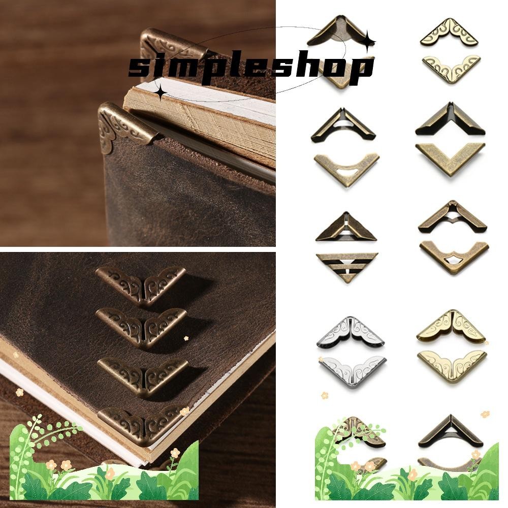 Simple 4 ชิ้น Book Corner Protector Retro Book ตกแต่งฝาครอบอัลบั้มรูป