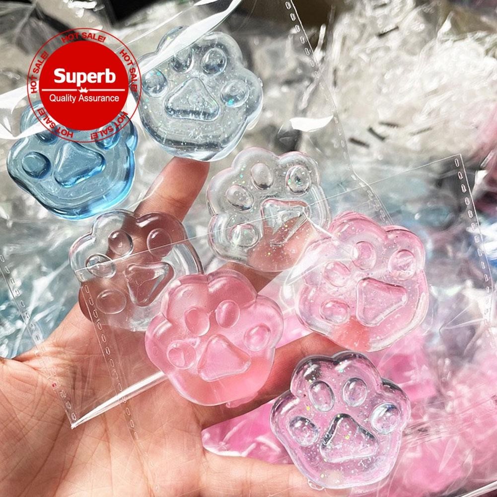 แมวน่ารัก Paw Ice Block ของเล่นโปร่งใส Cube ความเครียดของเล่น Decompression Relief O8y1