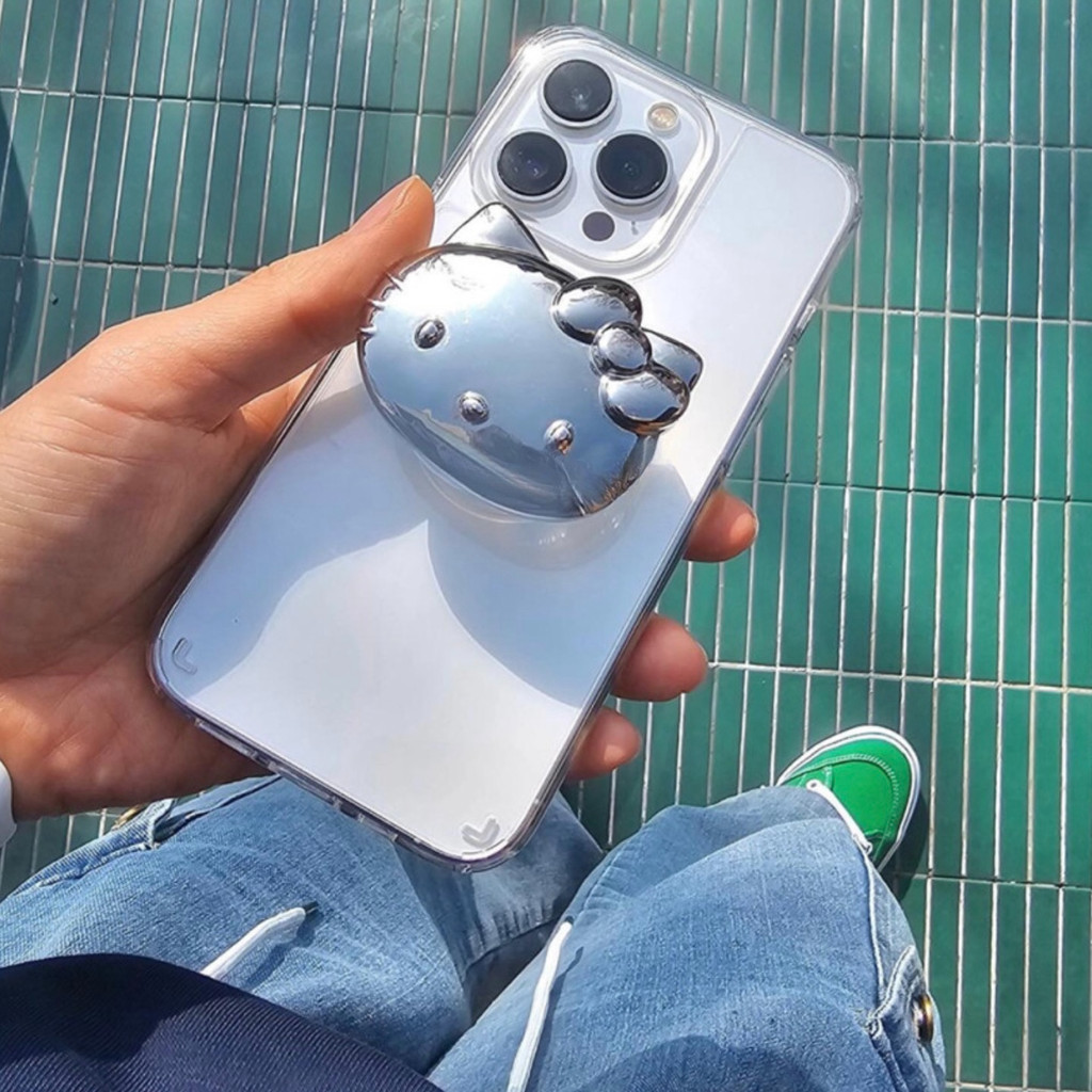 เกาหลี Ins Niche น่ารักโลหะ Cool Silver Cat Bracket โทรศัพท์มือถือ Universal Holder บุคลิกภาพที่เรียบง่ายโทรศัพท์ Grips