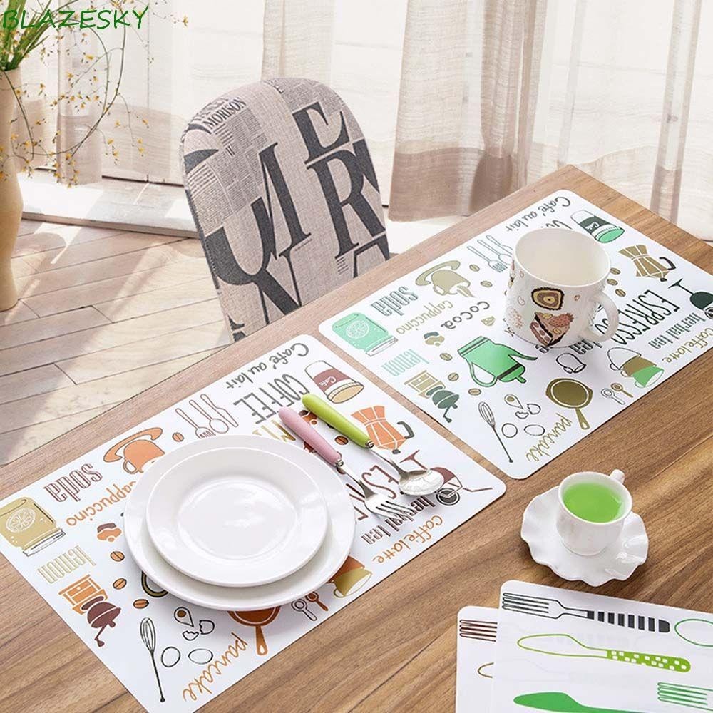 Blazesky Placemat ชามตกแต่งโต๊ะ PVC ทนความร้อน แผ่นรองจานอาหารค่ํา