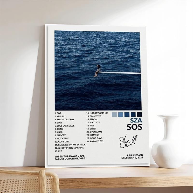 Sza โปสเตอร์ SOS อัลบั้มปกผ้าใบโปสเตอร์ Wall Art Decor พิมพ์ภาพภาพวาด Unframe รูปติดผนัง ของตกแต่งห้องน รูปพร้อมกรอบ