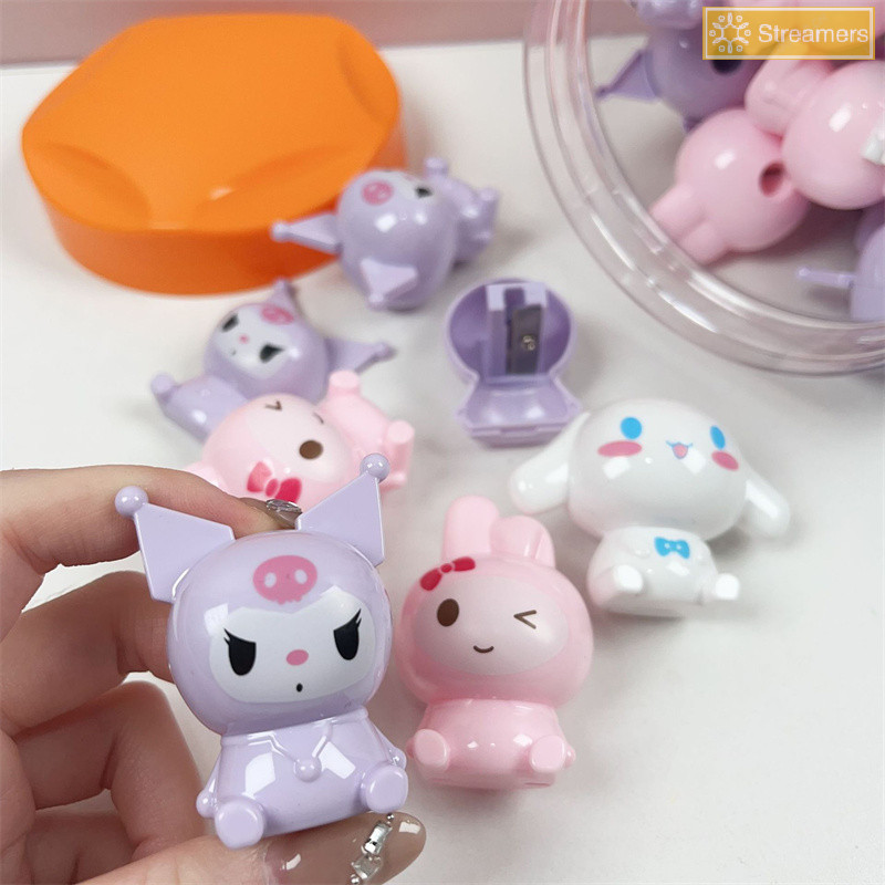 {Streamers} 1 ชิ้นการ์ตูน Sanrio Kuromi Melody จัดแต่งทรงผมกบเหลาดินสอ Macaron สีหลุมเดียวกบเหลาดินสอสําหรับนักเรียนใหม่