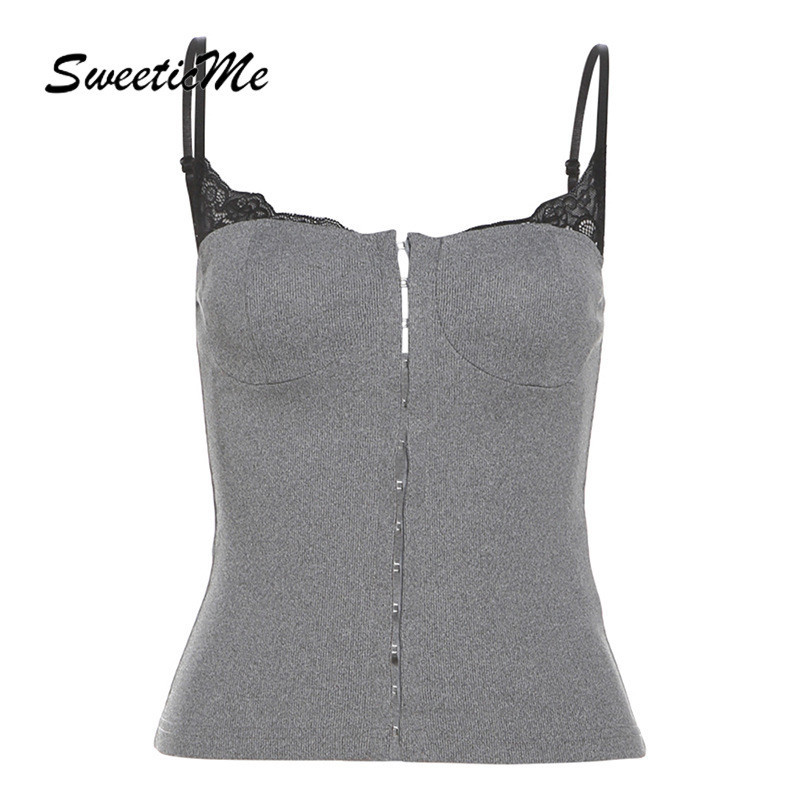 Sweeticme ผู้หญิง 2024 ใหม่แฟชั่นเซ็กซี่ Slim Fit Causal Strap Tanks Tops Camisole