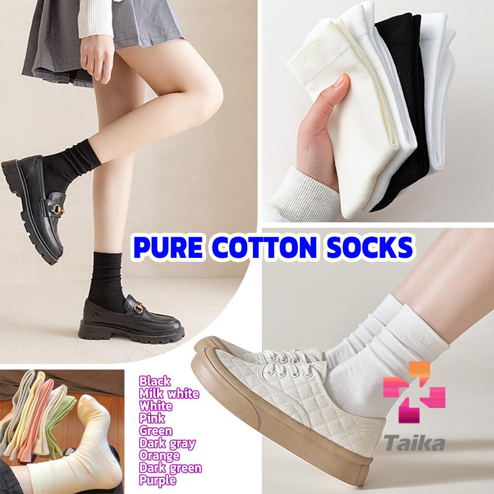 Taika ถุงเท้าผ้าฝ้าย ใส่เล่นกีฬา ผ้ายืดหยุ่น สบาย ระบายอากาศ Women socks