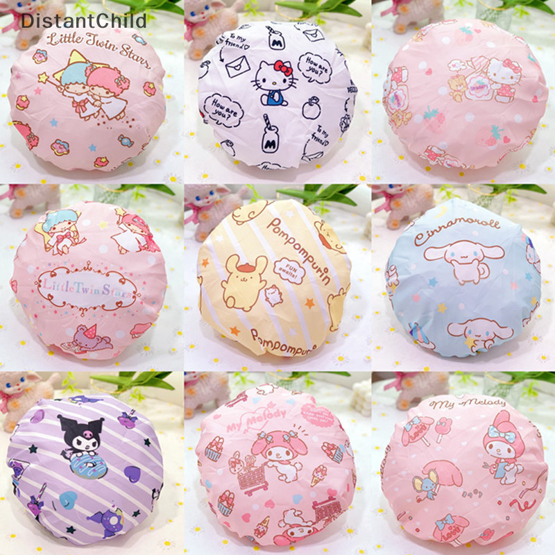 Dsth Sanrio Hello Kitty Double-Layer หนาขนาดใหญ่ผู้ใหญ่หมวกอาบน้ํา Melody Cinnamoroll Kuromi Wash Care หมวกหมวกอาบน้ําหมวกกันน้ํา DSS