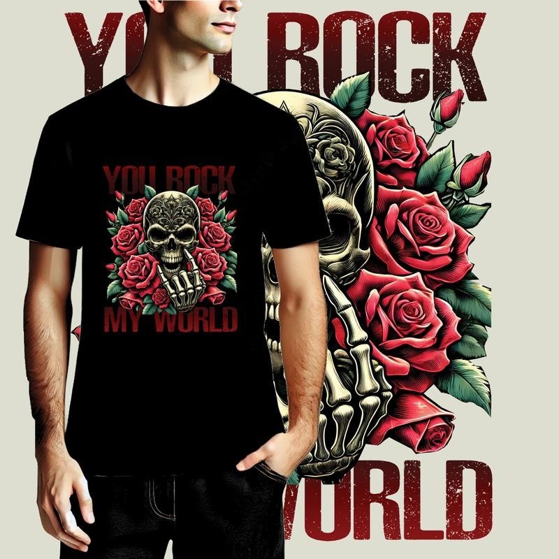 เสื้อยืดลายสกรีนแนวROCK ลายYou ROCK เนื้อผ้าCotton100% ใส่สบาย RK02 ผู้ชาย Man