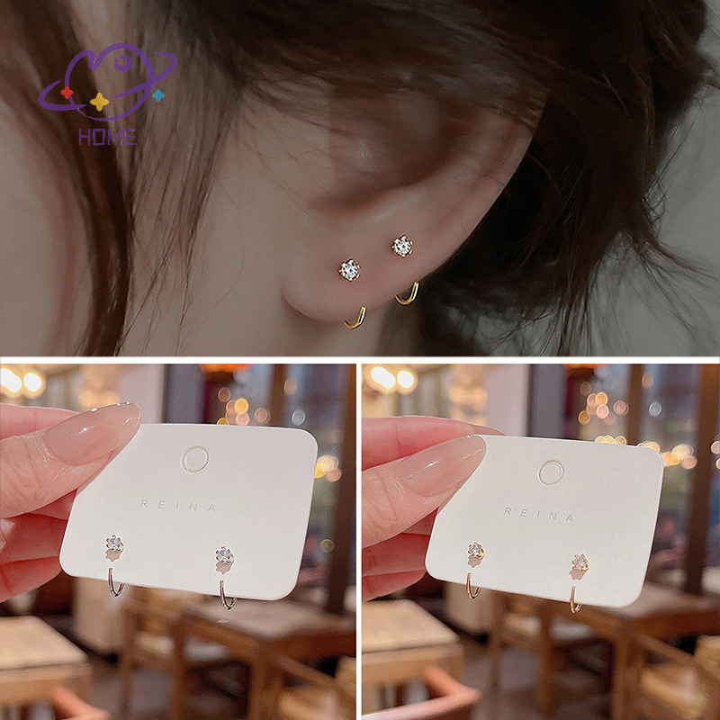 [mayhome] ต่างหูสตั๊ดคริสตัล 1 คู่สําหรับผู้หญิงเครื่องประดับแฟชั่นเกาหลีปาร์ตี้สาวต่างหูหรูหราอุปกรณ์เสริม {TH}