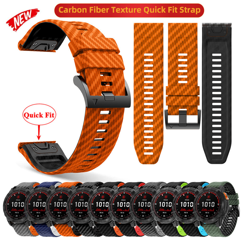 22 มม.26 มม.กีฬาซิลิโคนคาร์บอนไฟเบอร์สายรัดข้อมือ Quick Fit สําหรับ Garmin Descent G1 Mk3i 51 มม.mk2