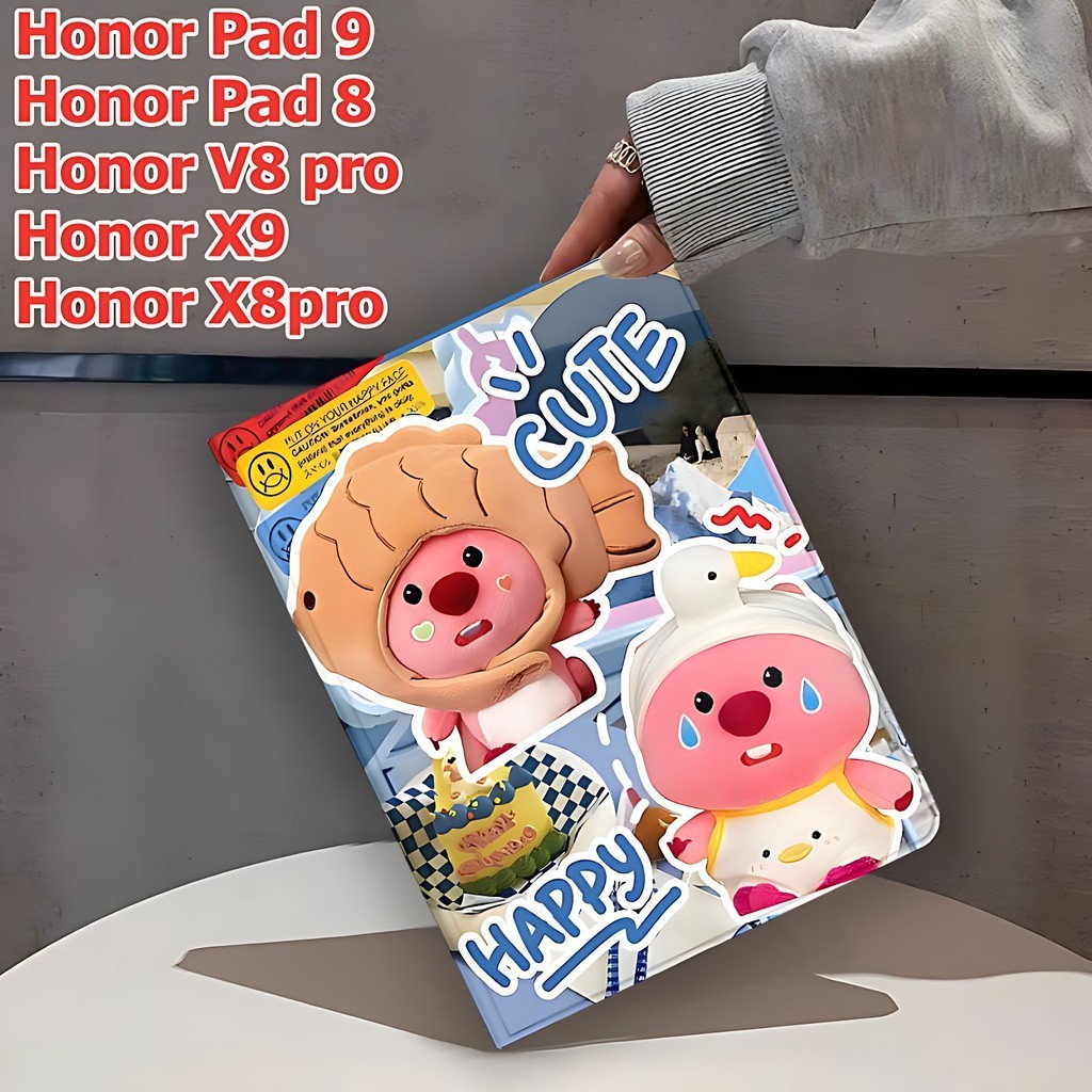 เคส Honor Pad 9 Honor Pad X9 Honor Pad X8pro ออเนอร์ แพด 8 / ออเนอร์ แพด V8PRO 360°ซองหนังอะคริลิคแบบหมุน เคสแม่เหล็ก With Pen Holder Loopy case Honor