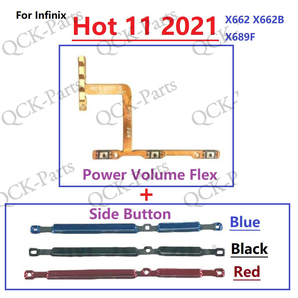 สําหรับ Infinix Hot 11 2021 X662 X662B X689F เปิด/ปิดปุ่มสวิทช์ด้านข้าง Volume Up Down ปุ่ม Flex Cable เปลี่ยน