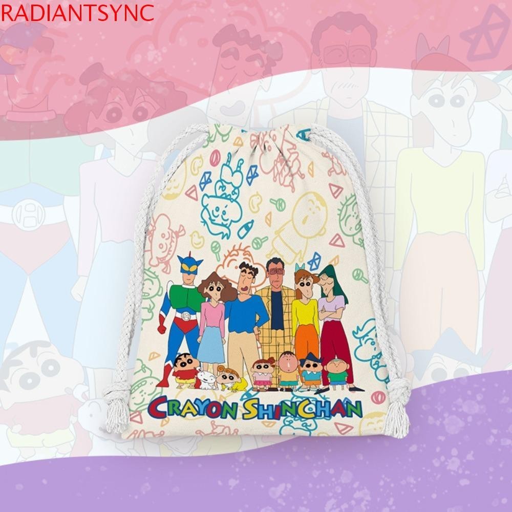 Radiantsync Crayon Shin Chan Drawstring Bag, Kawaii Cartoon Pouches Bag Organizer, Lunch Bag Pouch for Make Up Kit Portable Sundries Make Up Pouch Shopping