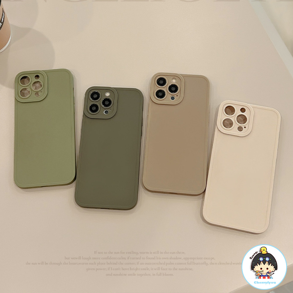 Simple สีทึบเคสโทรศัพท์สําหรับ IPhone 11 15 14 13 12 Pro Max X XR XS Max 8 7 Plus ป้องกันเลนส์กันกระแทก Soft TPU ฝาหลัง