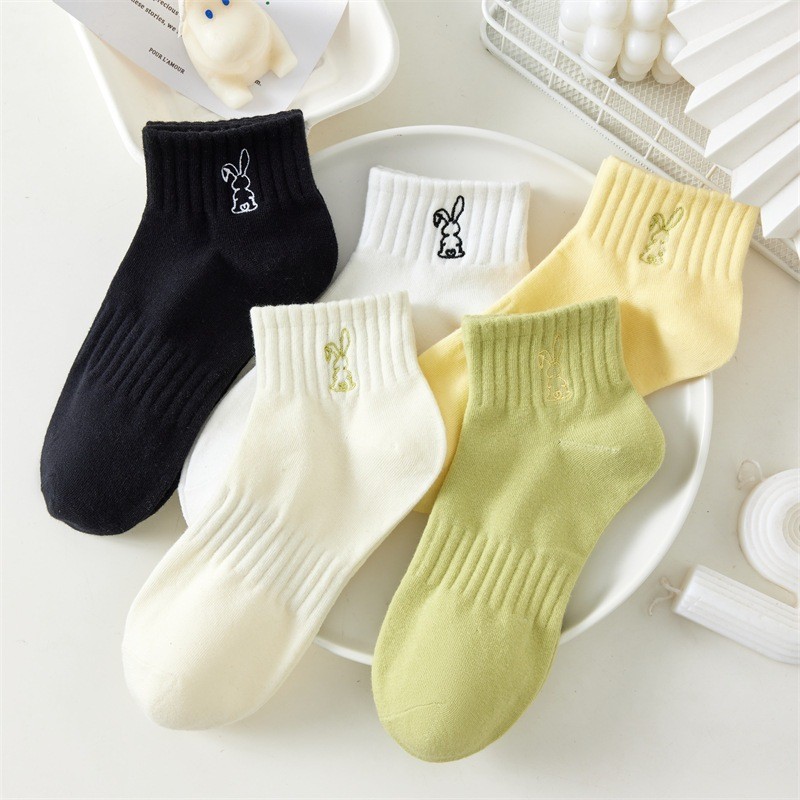 HOME818 ถุงเท้าข้อสั้น 10คู่ สีพาสเทล ถุงเท้าแฟชั่น เนื้อผ้านุ่ม (แพ็ค/10คู่) ใส่สบาย