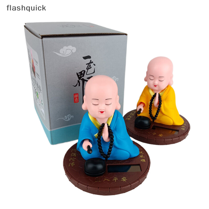 Flashquick 1PC รถ Dash Board Home Office ตกแต่งพลังงานแสงอาทิตย์ Bobble เขย่าหัวเต้นรําของเล่นพุทธ Monk Figurines รูปปั้น Nice
