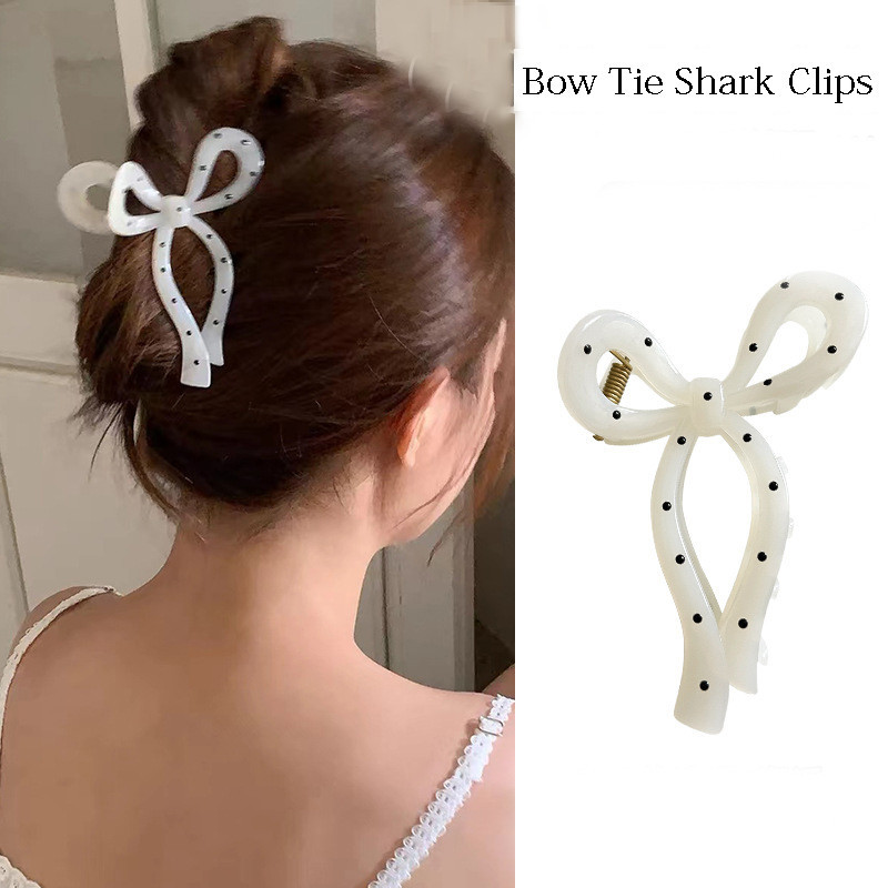 เกาหลีสีดําสีขาว Bow Tie Shark Hairpin อเนกประสงค์สาวหวาน Grabbing คลิปนักเรียนน่ารักอุปกรณ์เสริมผม