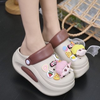 รองเท้าแตะหัวปิดฤดูร้อนพื้นหนาเพิ่มความสูงใหม่รองเท้าแตะชายห…