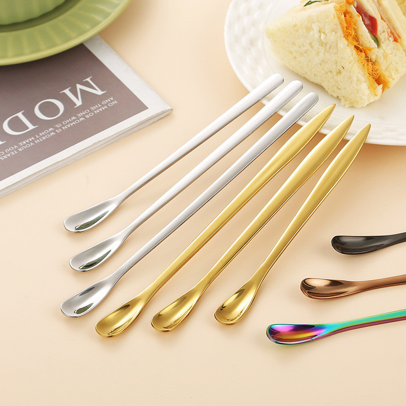 อูคิ สไตล์ญี่ปุ่นสแตนเลสกวนช้อนกาแฟช้อนขนาดเล็กอุปกรณ์พิธีชงชาช้อนชาคมหางสร้างสรรค์ช้อนชา