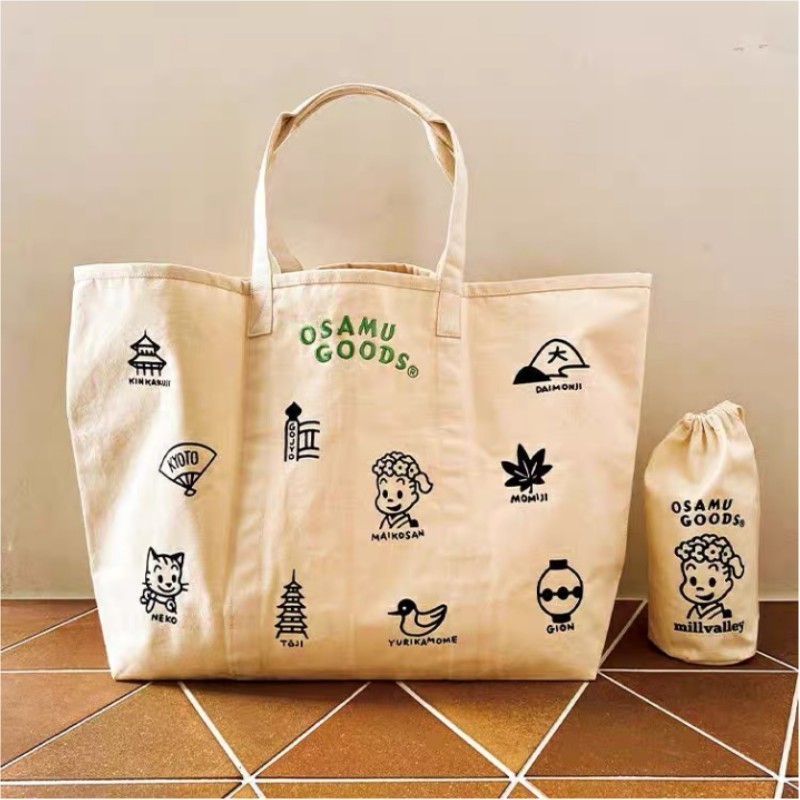 ❤️Tote Bag❤️Japan Haradaji Canvas Material Large Capacity Portable Shopping Bag Tote Bag ชุด 2 ชิ้น