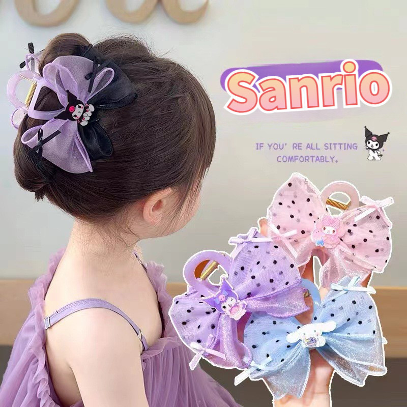 Sanrio Ribbon Hair Claw คลิป Hello Kitty Cinnamoroll Kuromi ผมคว้าคลิป Shark คลิปเครื่องประดับผมของขวัญวันเกิด