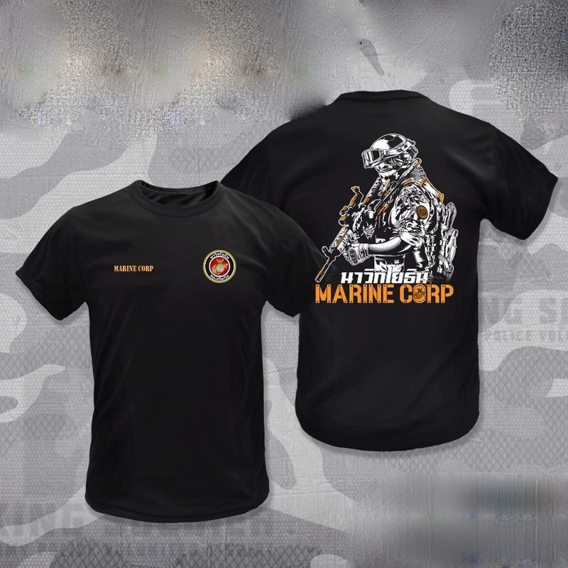 ผ้าฝ้าย 100% เสื้อซับในทหารเรือ นาวิกโยธิน คอกลม(แขนสั้น) เสื้อสเวตเตอร์ลำลองเสื้อกล้ามทหารไซส์ผู้ชายเสื้อชุMan Clothing