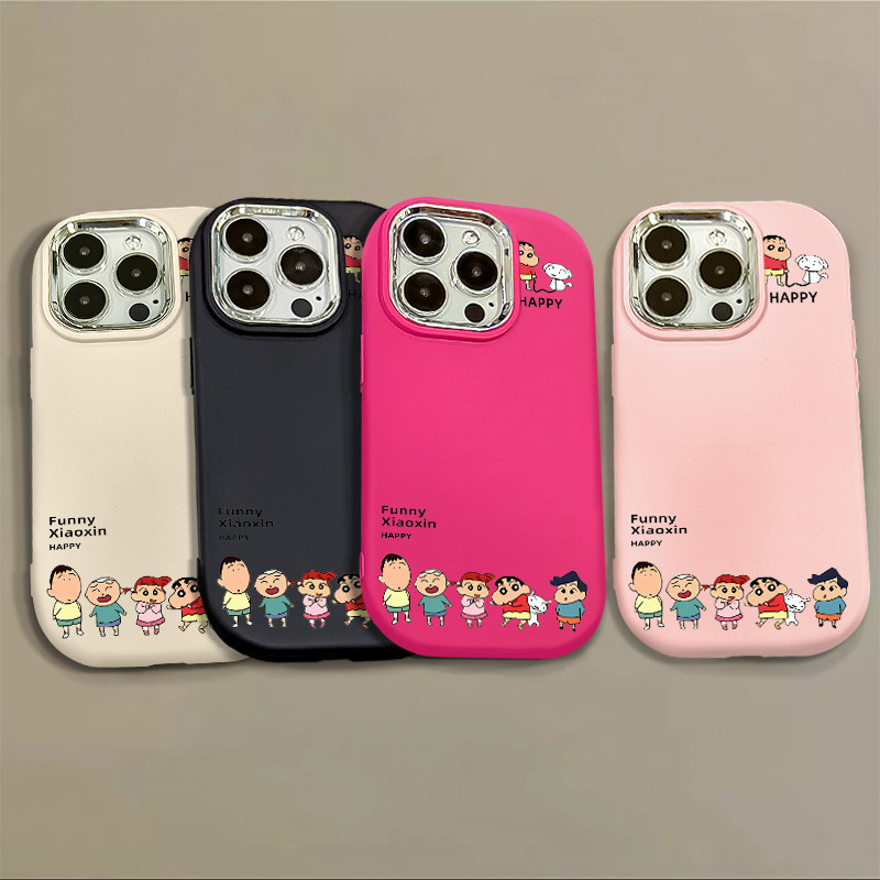 น่ารักและสนุก Crayon Shin Chan เคสโทรศัพท์สําหรับ IPhone 15 14 13 12 11Pro Max XS X XR 7/8 Plus ปลอกอ่อนซิลิโคน TPU กันกระแทก Frosting ฝาหลัง