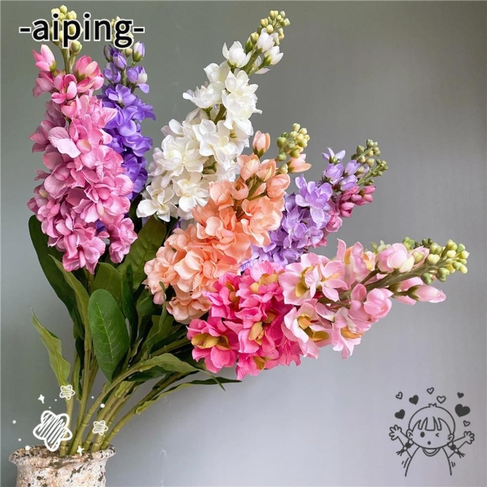 Aiping ผักตบชวาประดิษฐ์,ดอกไม้เจ้าสาวใหญ่ดอกไม้สีม่วงปลอม,ตกแต่งประดิษฐ์ผ้าไหมประดับ Flores DIY ดอกไม้ประดิษฐ์สําหรับตกแต่งบ้านงานแต่งงาน