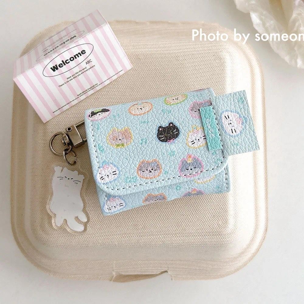 แมวน่ารักลิ้นจี่เนื้อกระเป๋าหนังสําหรับ แอร์พอด มือโปร 1 2 3 เคสป้องกันหูฟังสําหรับ อากาศ ฝัก พร้อมพวงกุญแจอุปกรณ์เสริม