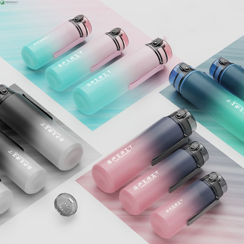 Needway ขวดน้ําพลาสติก PC ความจุขนาดใหญ่ 1 ลิตร กันรั่ว ไล่โทนสี แบบพกพา 500 800 1000 มล.