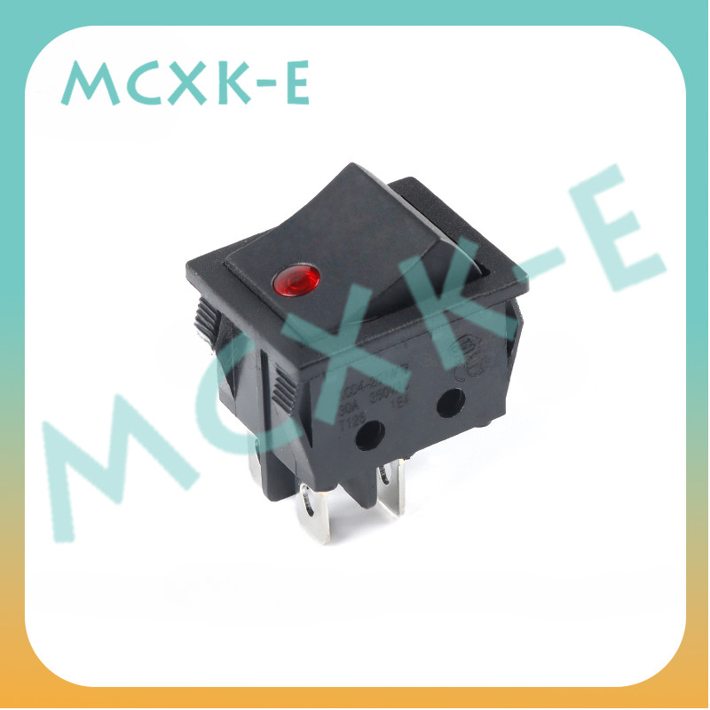 Mcxk-e KCD4 Rocket Switch 220V 31 * 25MM Cats Eye สีแดง/สีเขียว/สีฟ้า/สีเหลืองพร้อมไฟ 4 Pins 2 เกียร์ 30A Silver Contact Power Switch